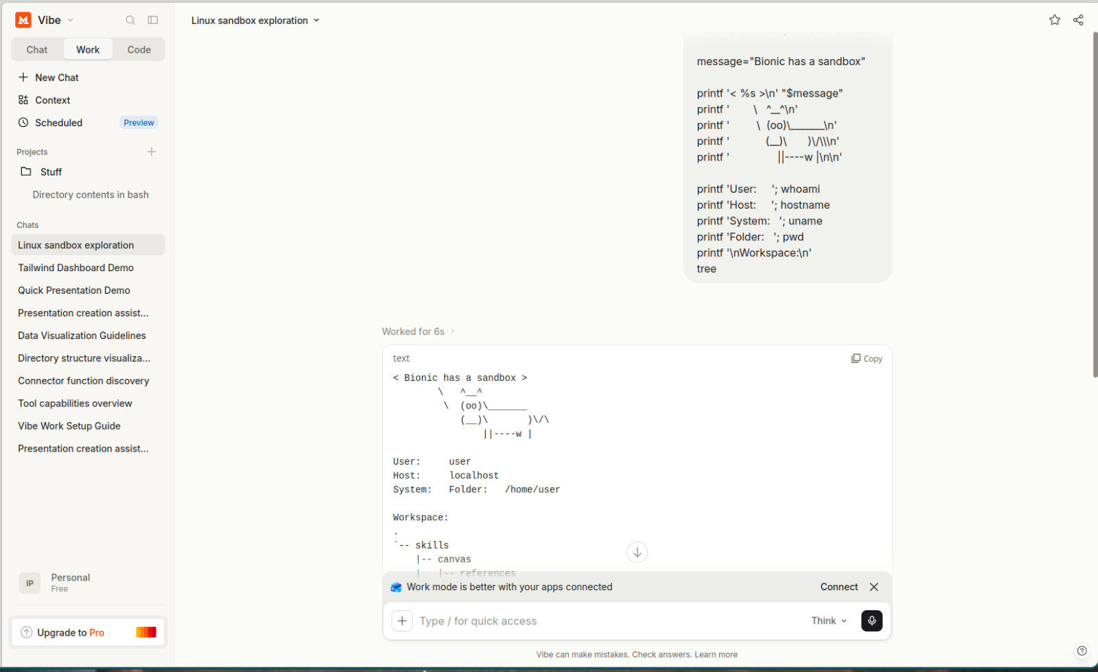 Mistral Vibe sandbox interface screenshot