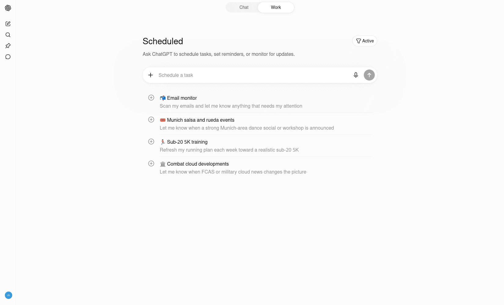 ChatGPT Tasks screenshot